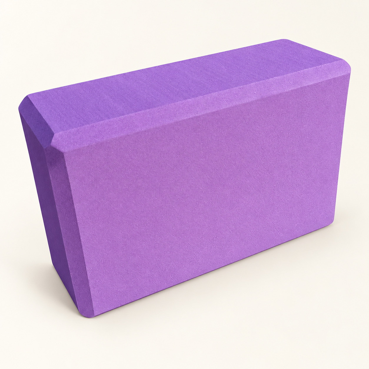 Purple GoodForm Yoga Block on a warm ivory background