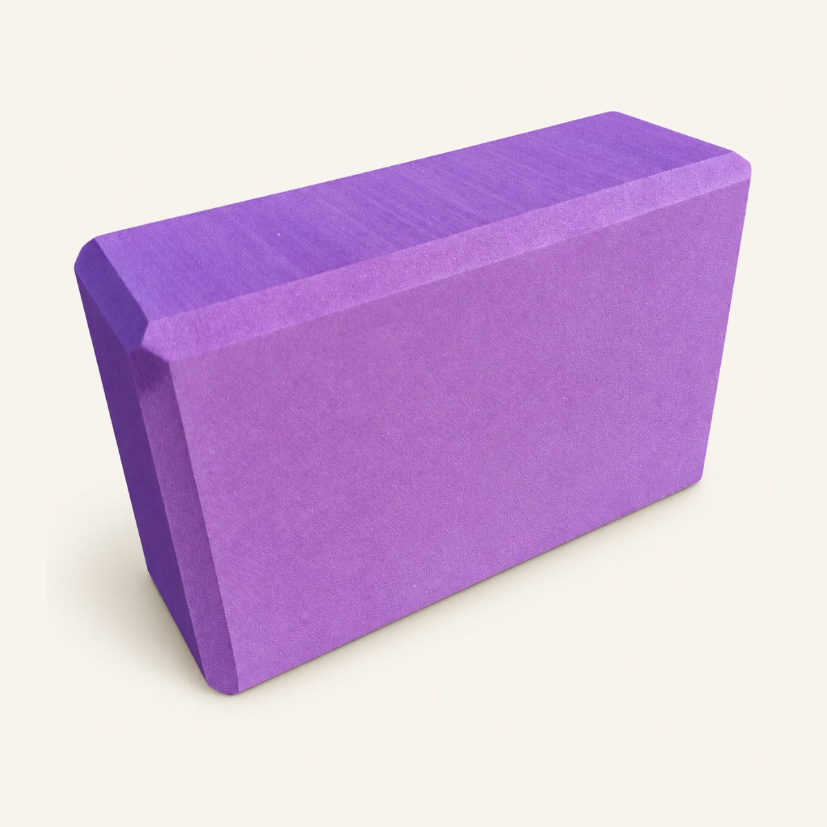 GoodForm Yoga Block — deep purple on GoodForm warm ivory