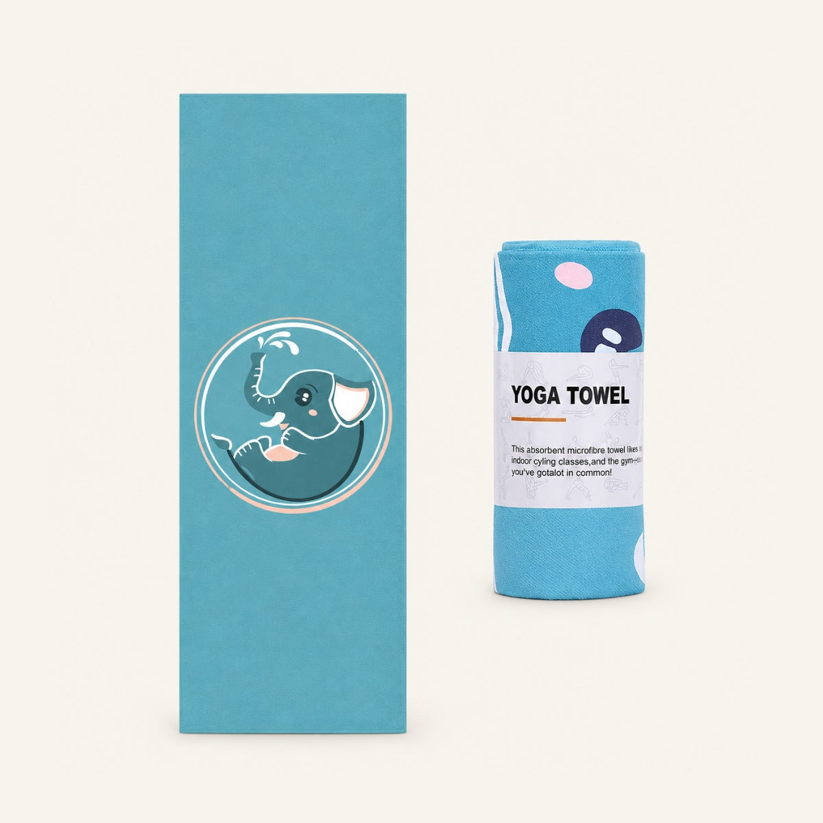 GoodForm Yoga Mat Towel — Elephant on GoodForm warm ivory
