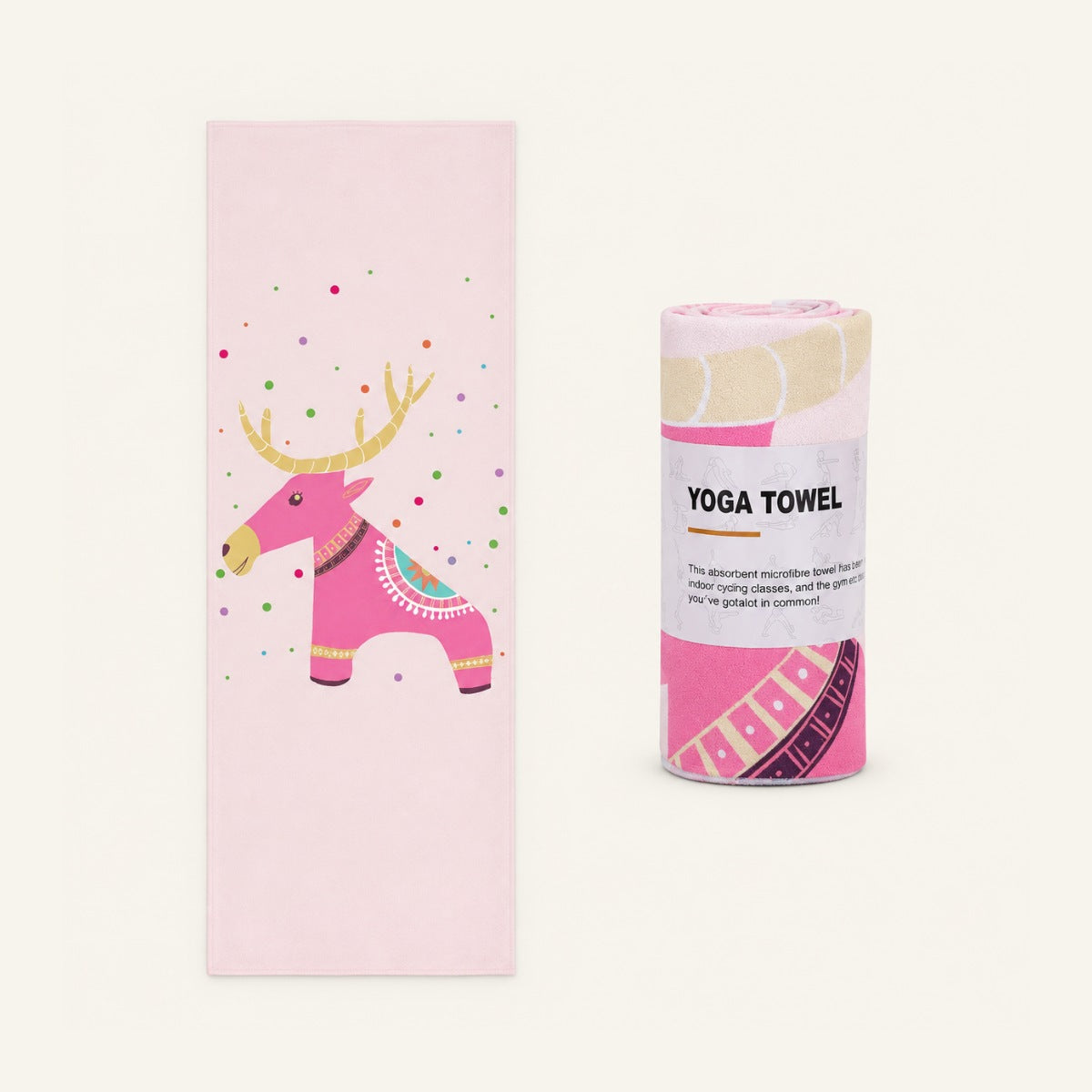 GoodForm Yoga Mat Towel — Reindeer on GoodForm warm ivory