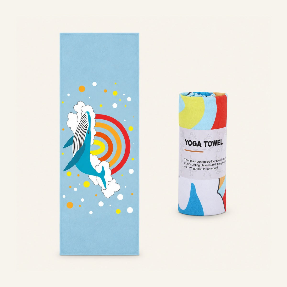 GoodForm Yoga Mat Towel — Whale on GoodForm warm ivory