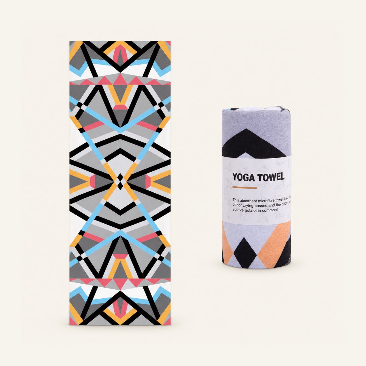 GoodForm Yoga Mat Towel — Abstract on GoodForm warm ivory