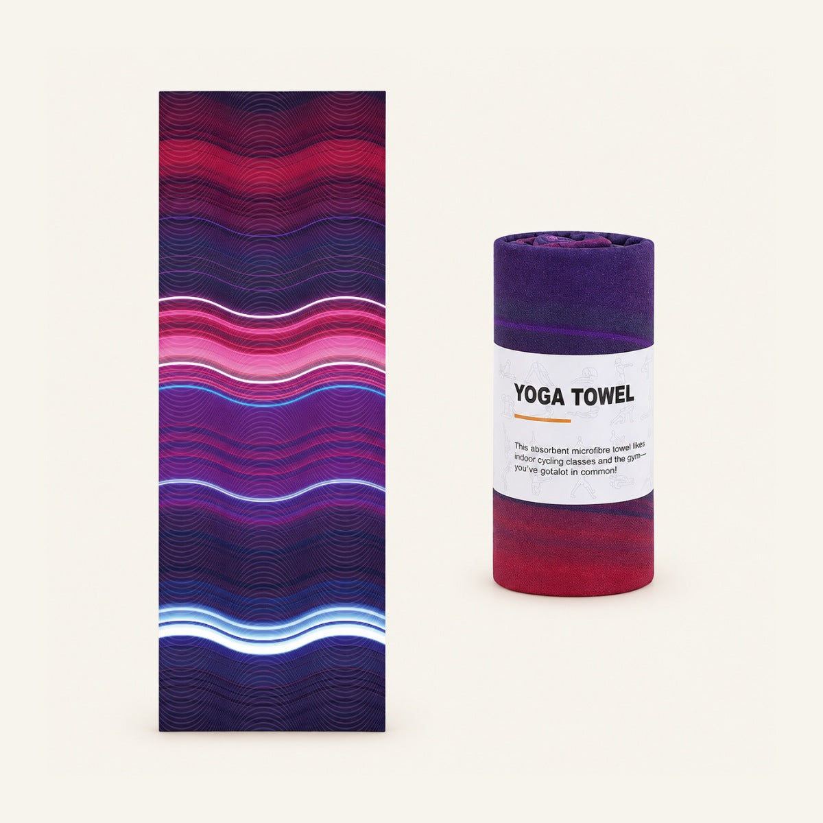 GoodForm Yoga Mat Towel — Waves on GoodForm warm ivory