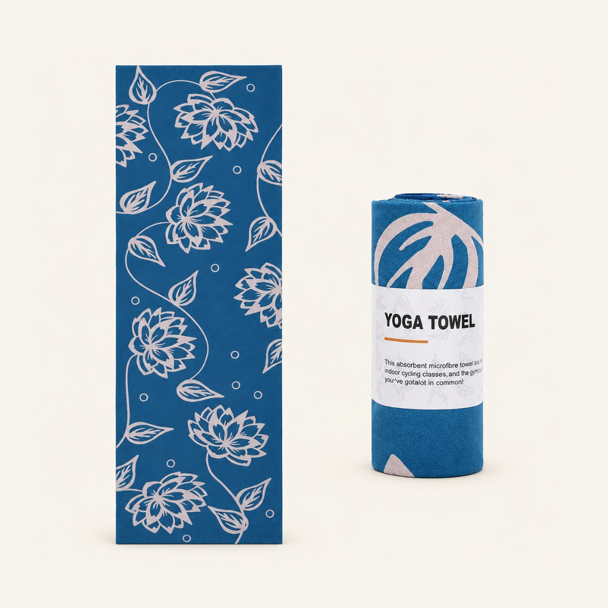 GoodForm Yoga Mat Towel — Flower on GoodForm warm ivory