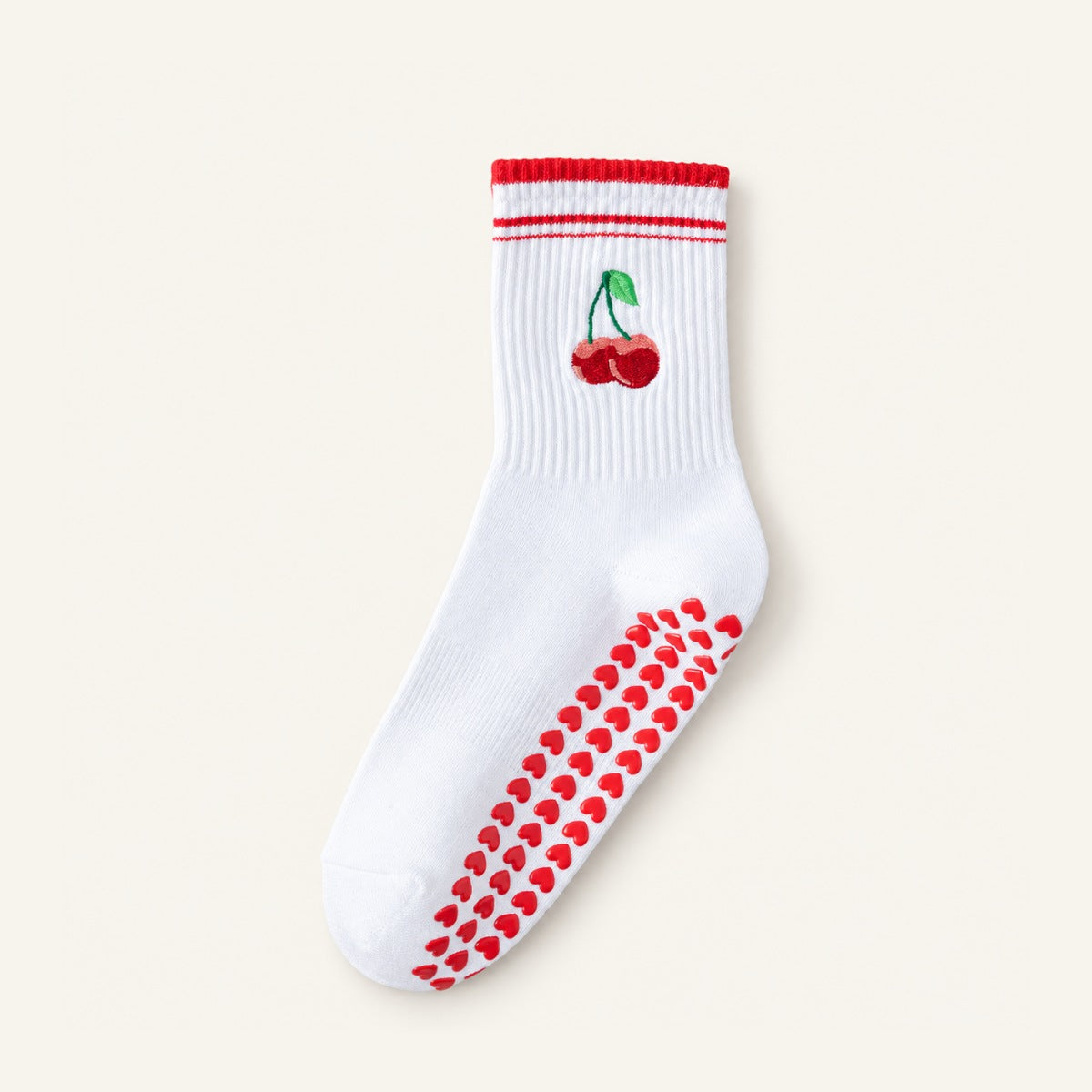 GoodForm Studio Grip Socks — Red Luo Kou on GoodForm warm ivory