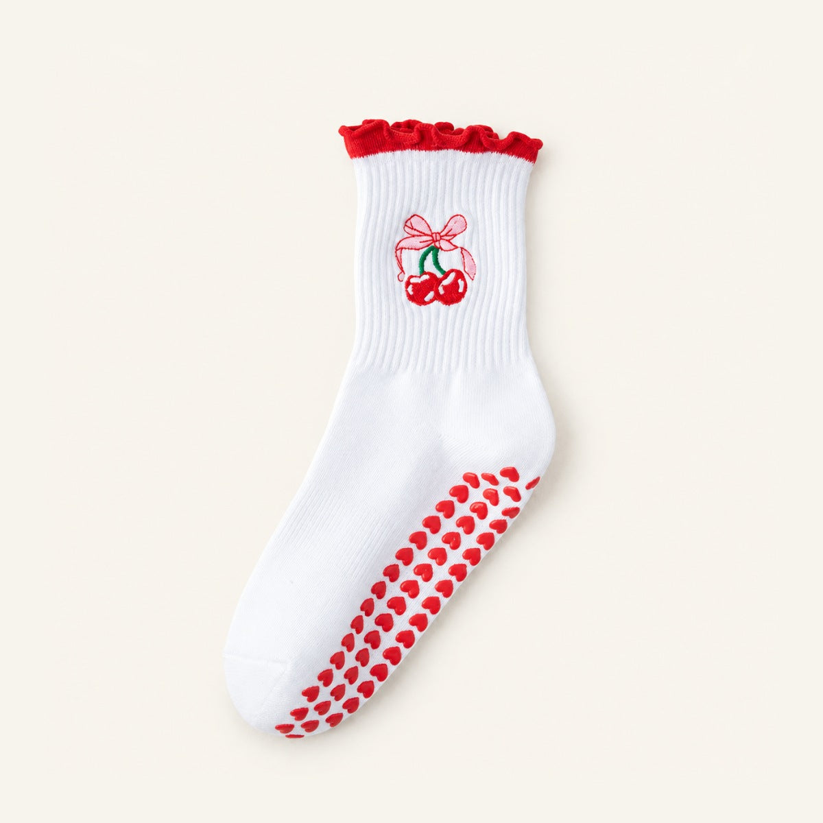 GoodForm Studio Grip Socks — Bow on GoodForm warm ivory