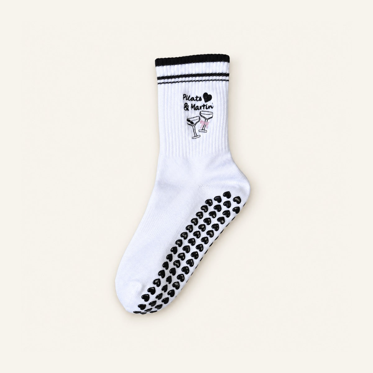 GoodForm Studio Grip Socks — Black Ribbed Opening on GoodForm warm ivory