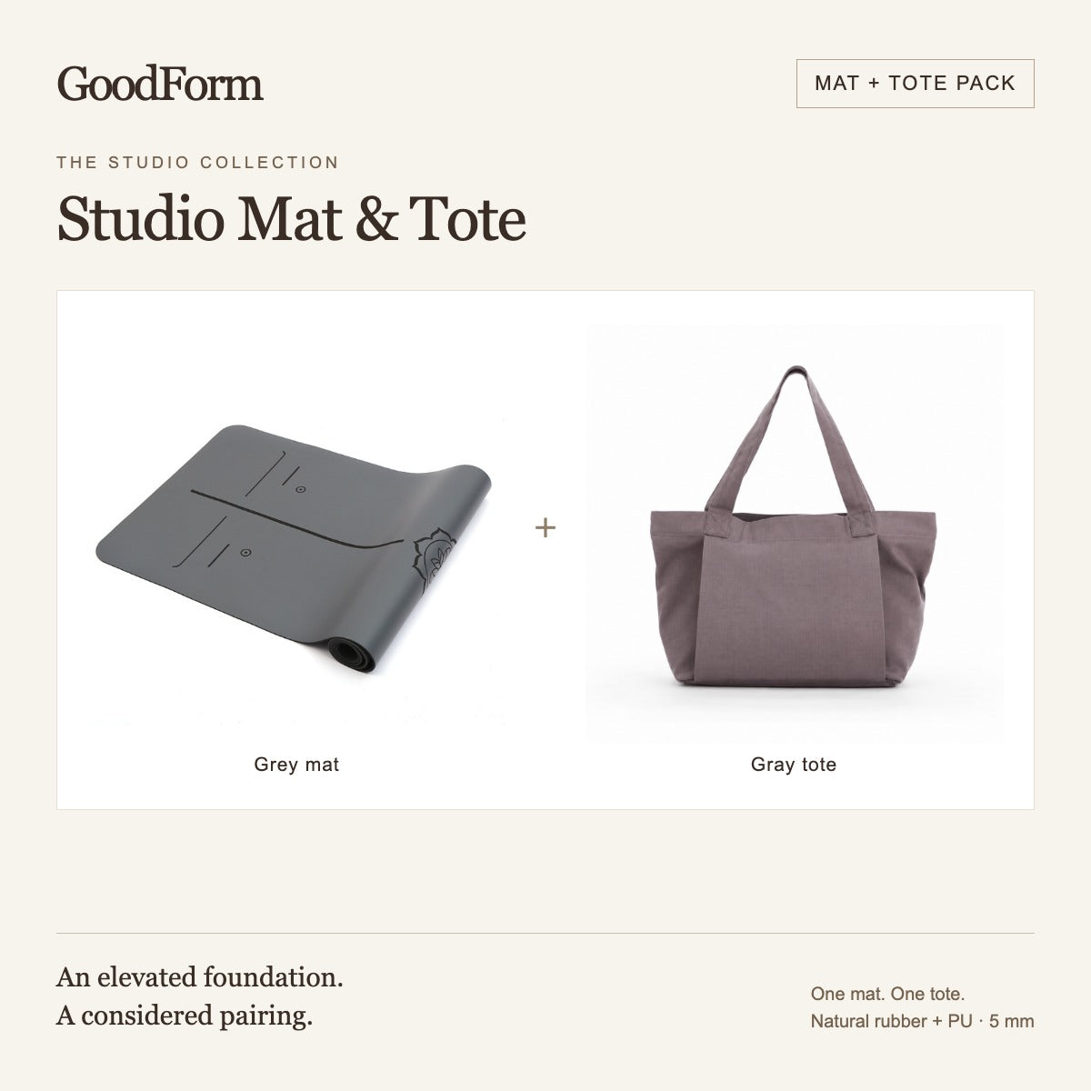 Studio Mat & Tote Pack — Grey mat and Gray tote; one of each included