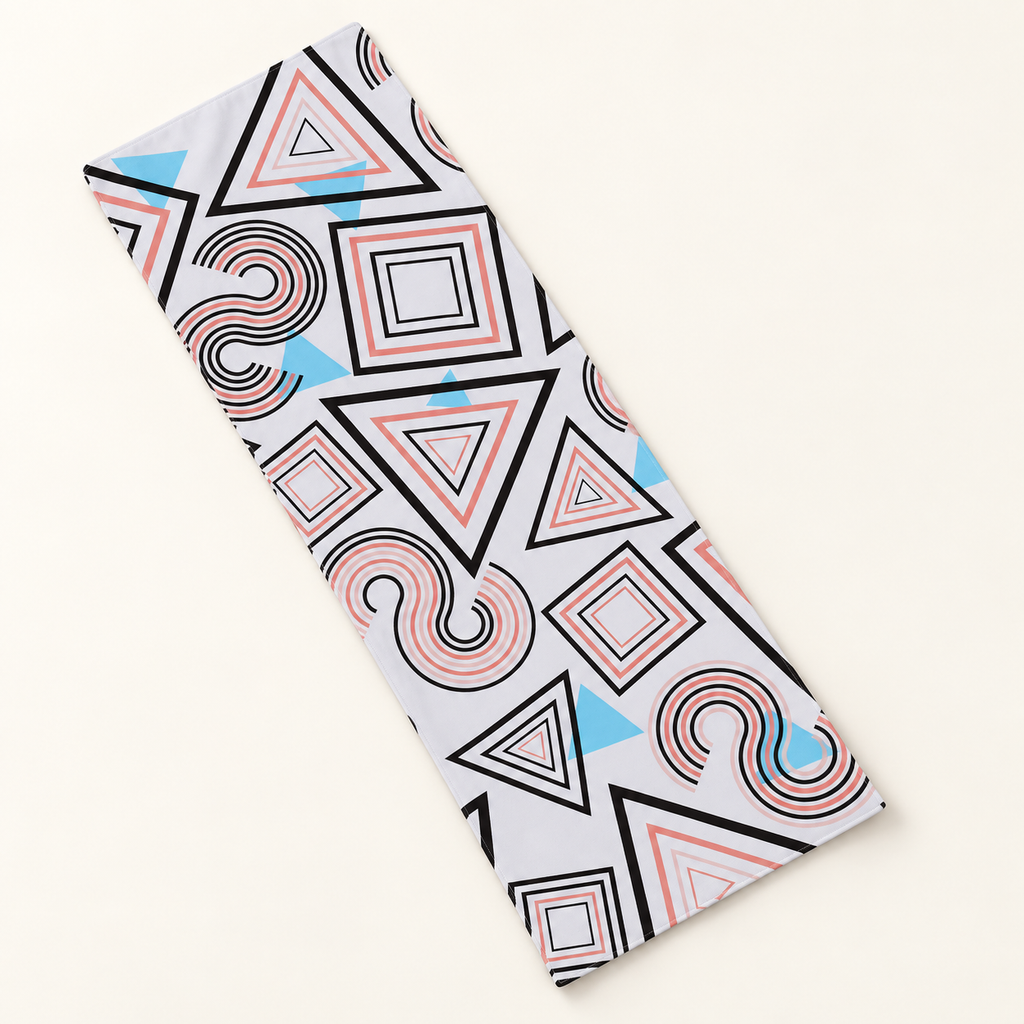 GoodForm geometric yoga towel on a warm ivory background